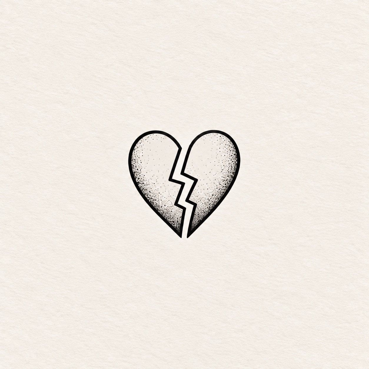 Diseño de corazón roto en tinta negra