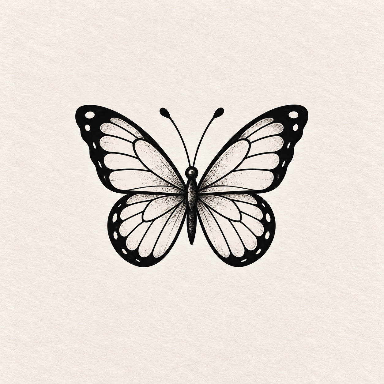 Diseño de mariposa en tinta negra