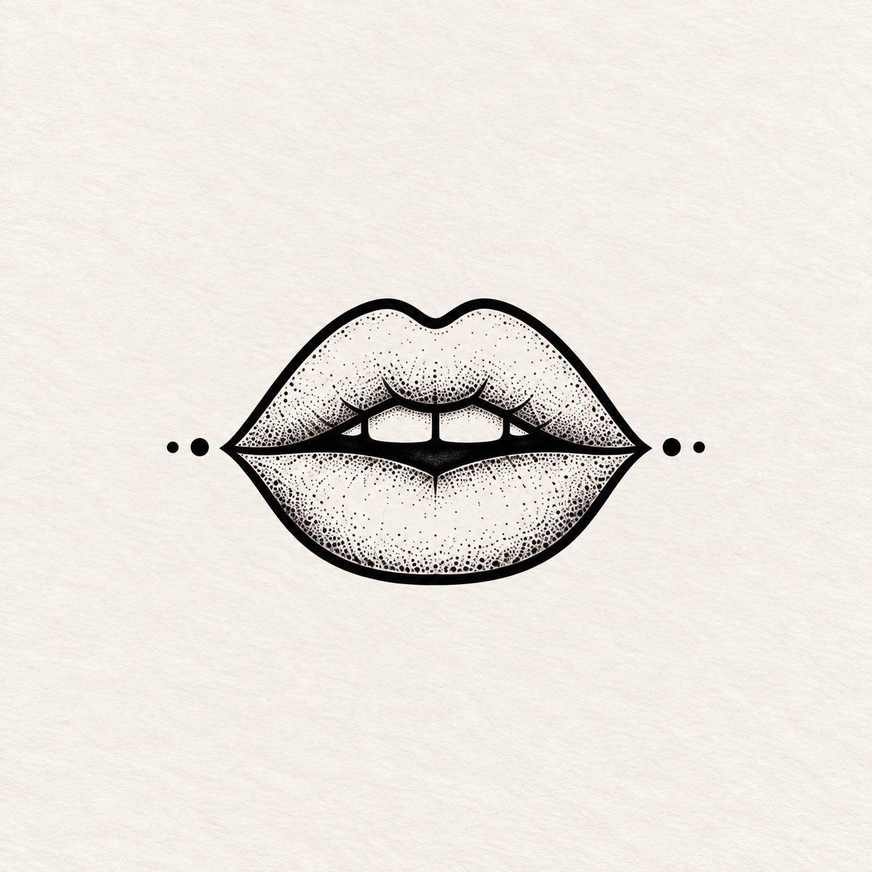 Diseño de labios en tinta negra