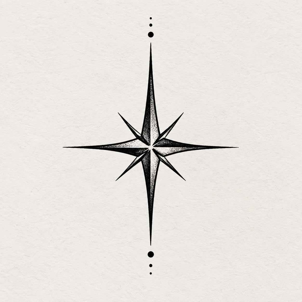 Diseño de estrella del norte en tinta negra
