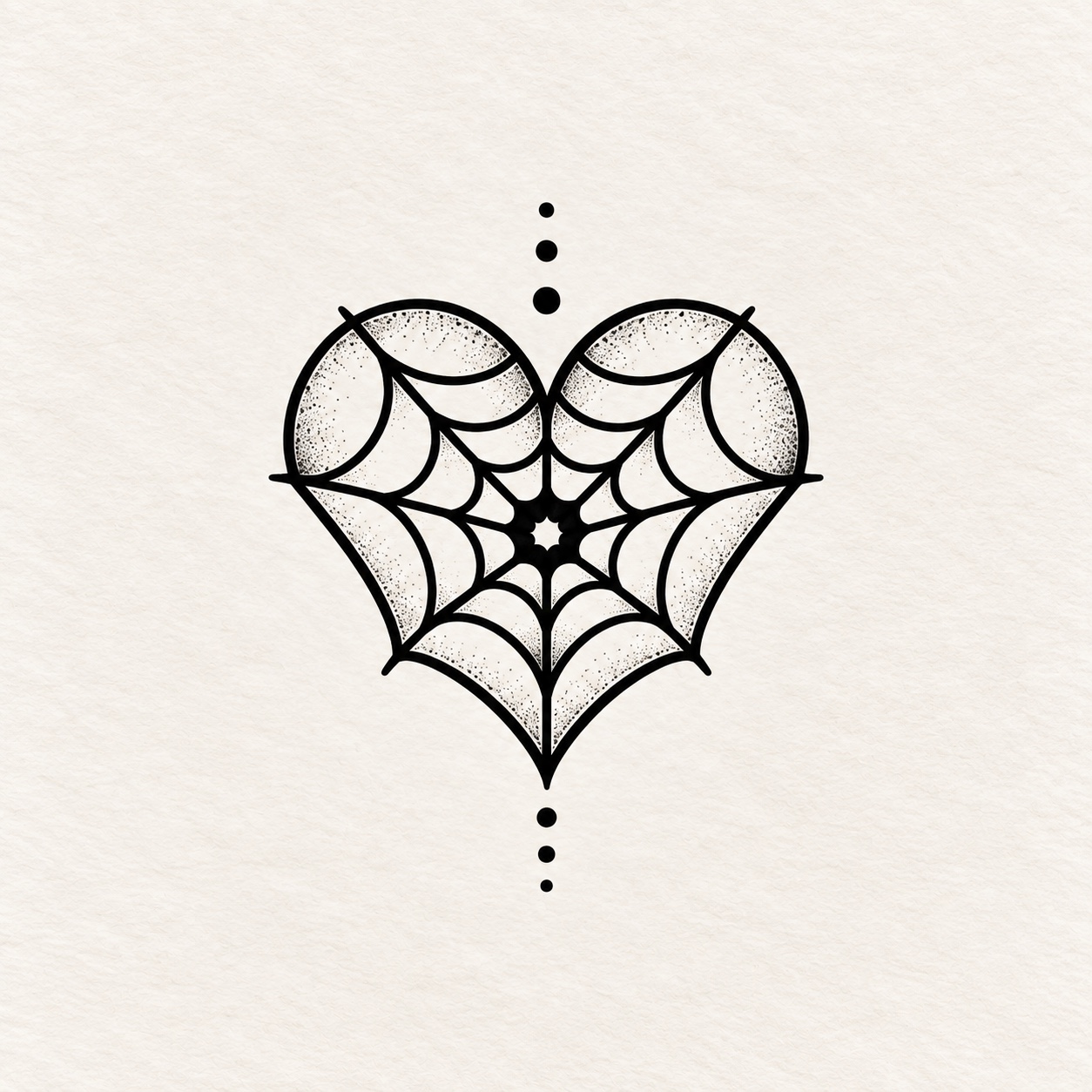 Diseño de corazón de telaraña en tinta negra