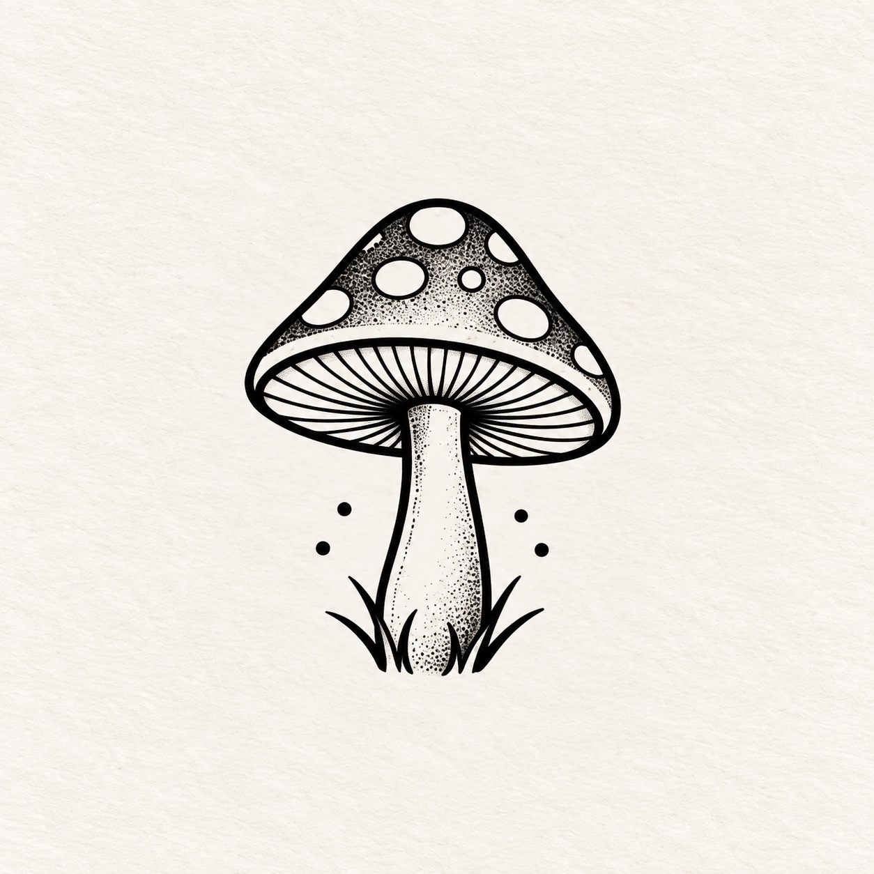 Diseño de hongo en tinta negra
