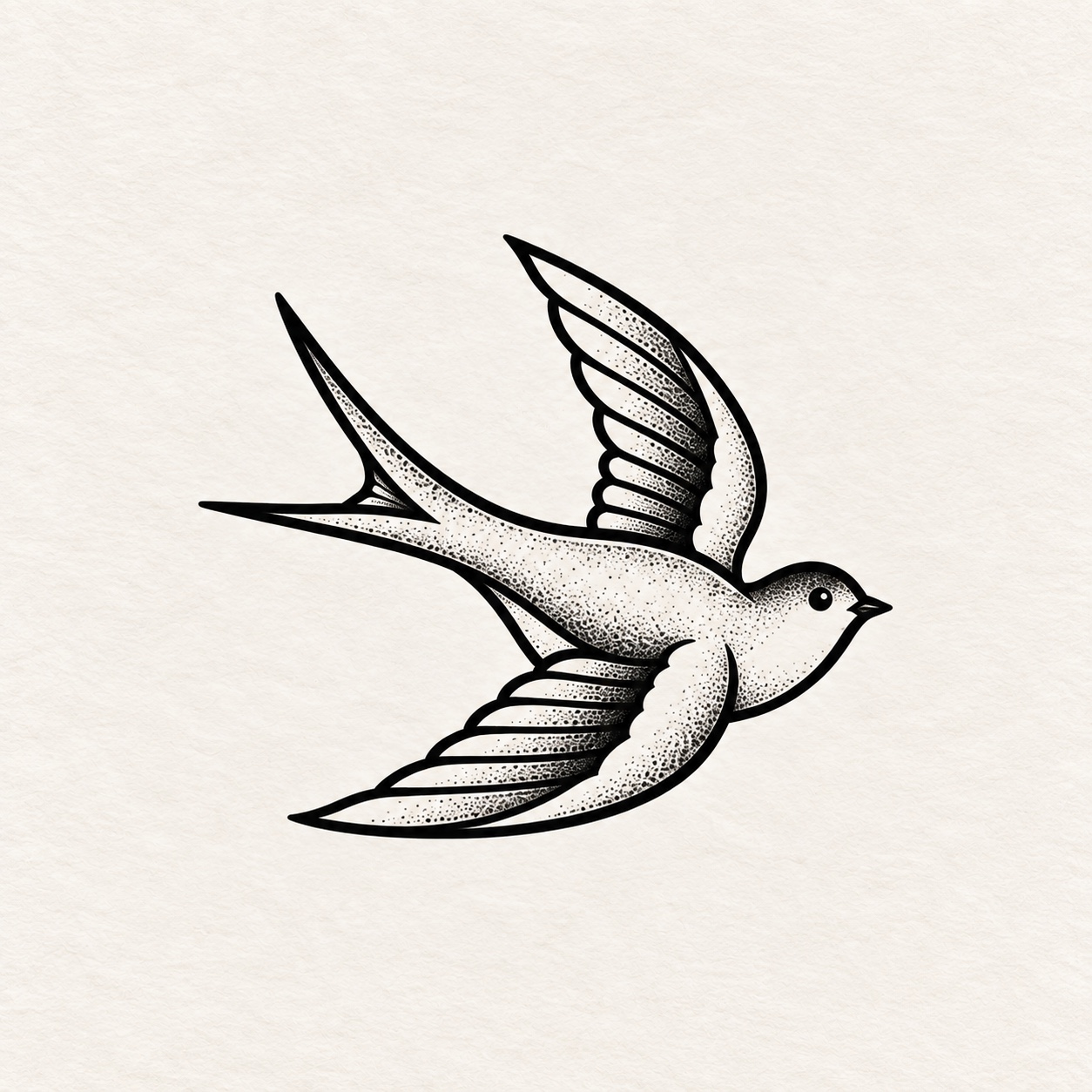 Diseño de golondrina en tinta negra